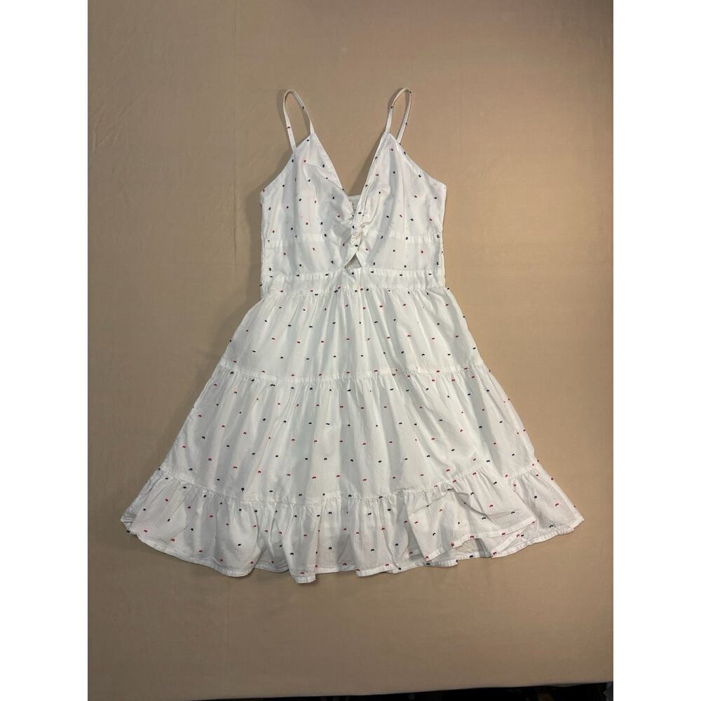 Jessica Simpson White Mini Dress with Subtle Polka Dots
